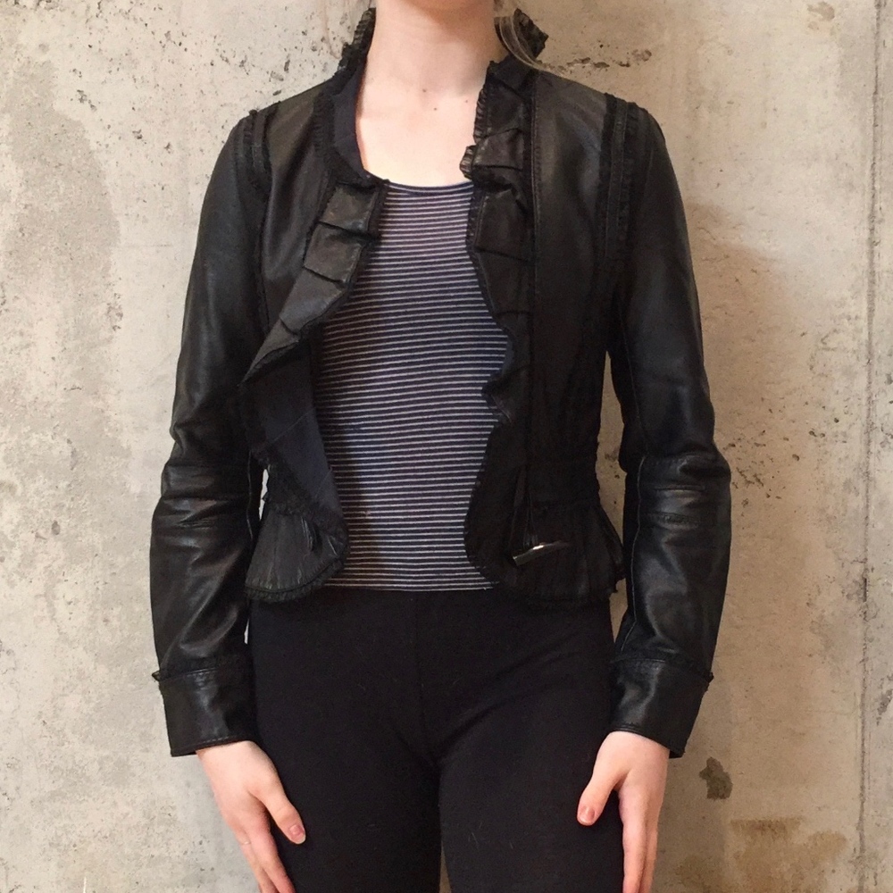 BKE Womens Small Vintage Gothic Vegan Leather Jack